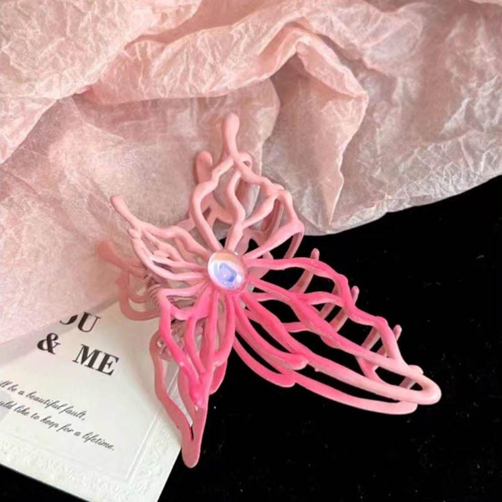

Jewelry Gradient Color Hair Clamp Exquisite Crystal Claw Clip Sweet Butterfly Hair Claw Clip Girl
