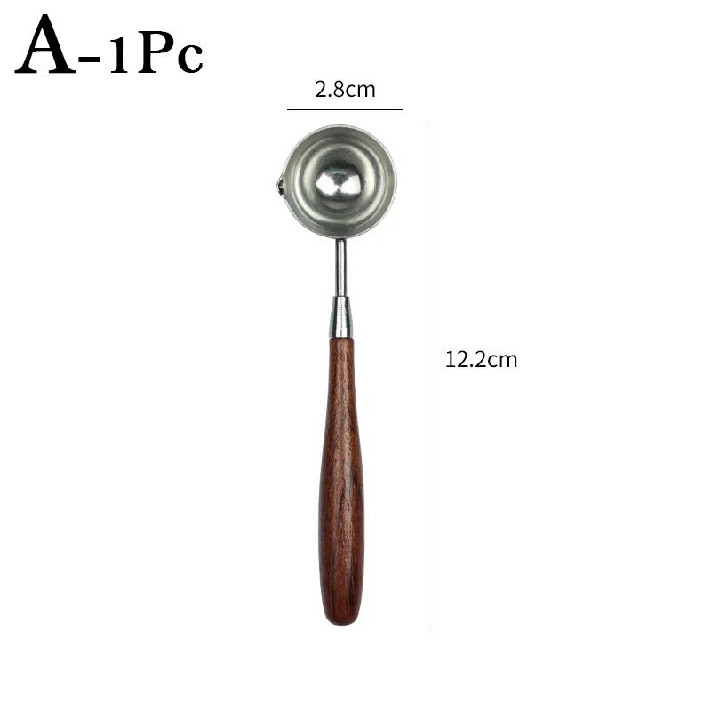 New Sealing Wax Spoon Anti-Hot Wood Handle Retro Wax Stamping Spoons Fire Paint Melting Firing Stamp Envelopes Card Metal Tool
