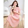 Oudifu Women's Short Sleeve A-Line Midi Dress