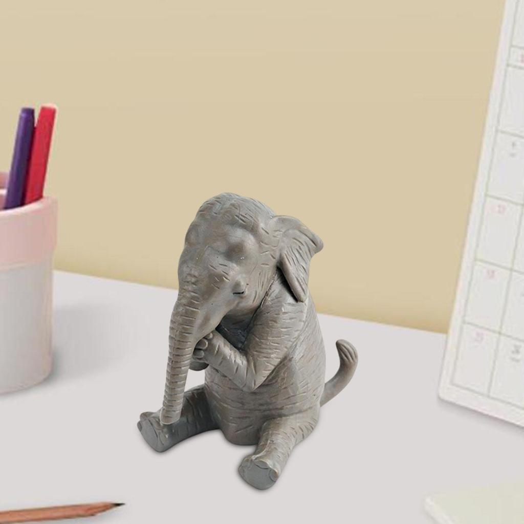 Hand Painted Elephant Model Figurine Realistic Animal Sculpture PVC Toy for Living Room Bedroom Office Decor