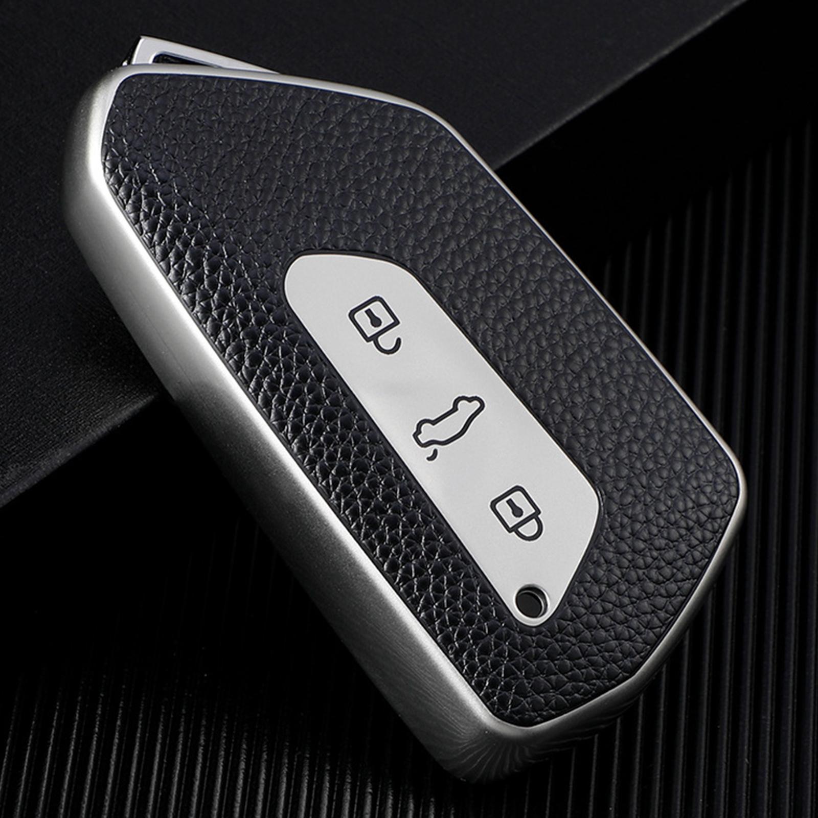 

Прочный чехол для ключа из ТПУ и кожи для VW Golf 8 VIII ID-4, Skoda Octavia A8 MK4, Seat Leon Cupra Formentor, держатель для ключа серебряный