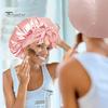Women Nightcap Satin with Adjustable Elastic Tie Band Hair Protection Bathing Makeup Exercise Hat Sleeping Bonnet Night Sleep Shower Cap