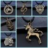 Animal Black Leather Necklace Elephant Wolf Dragon Horse Gecko Lizard Pendant Necklace For Women Men Boy Girls