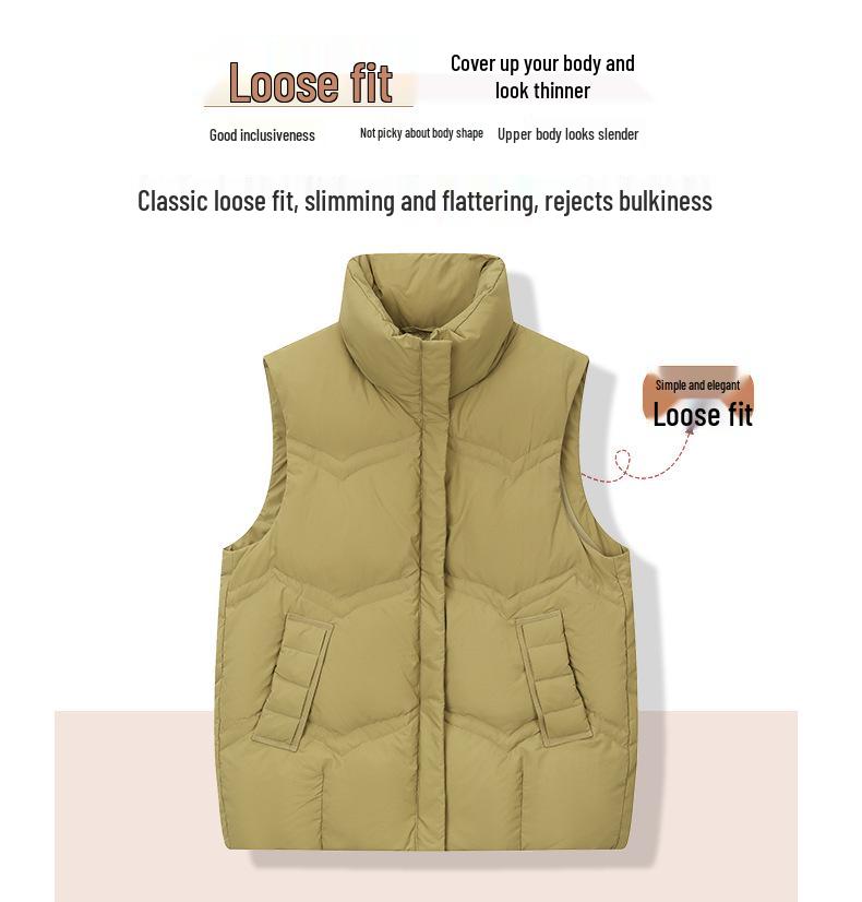 Women's Short 2024 Autumn/Winter Lightweight White Duck Down Vest - Sleeveless Top