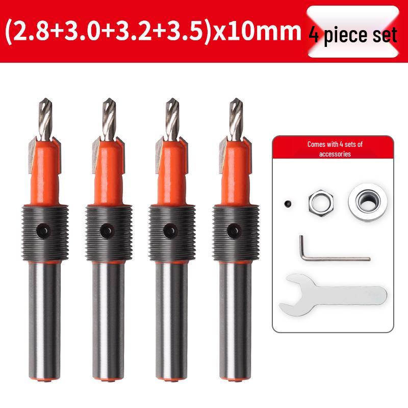 Stepped Woodworking Countersink Drill Bit with Depth Stop and Locator