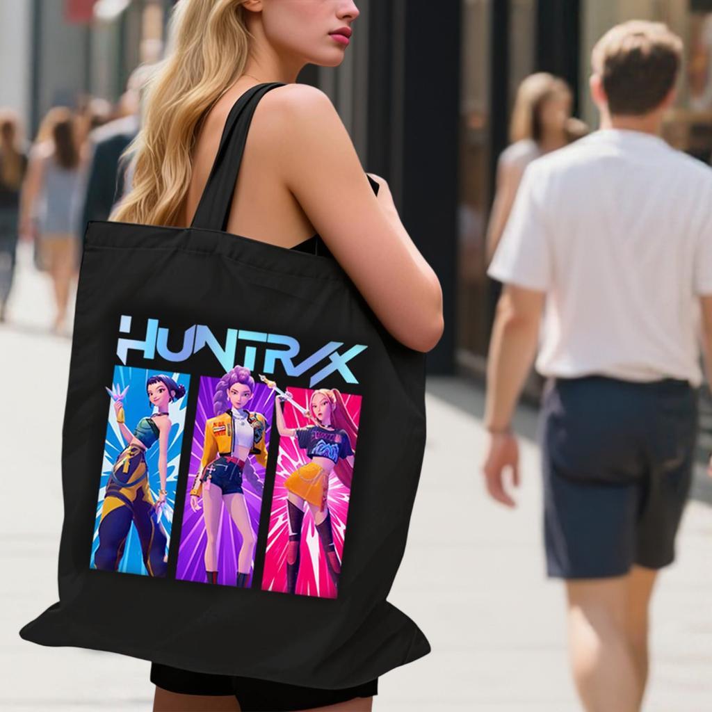 Hunters Surrounding Printed Canvas Shopping Tote Bag With Large Capacity