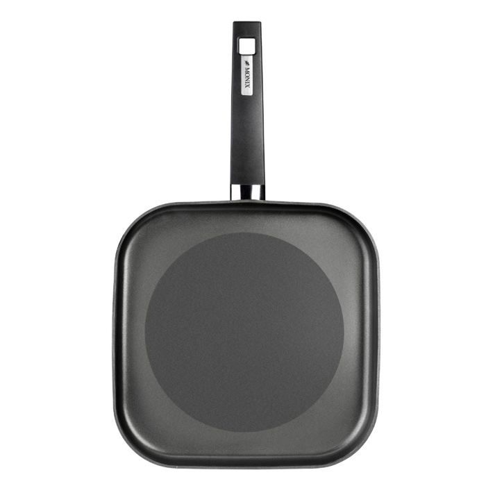 MONIX Resistent Plus | Gril Carré Sans Rainures 28 Cm, Fabriquée En Aluminium Avec Antiadhésif Innovations Sans PFOA, Compatible