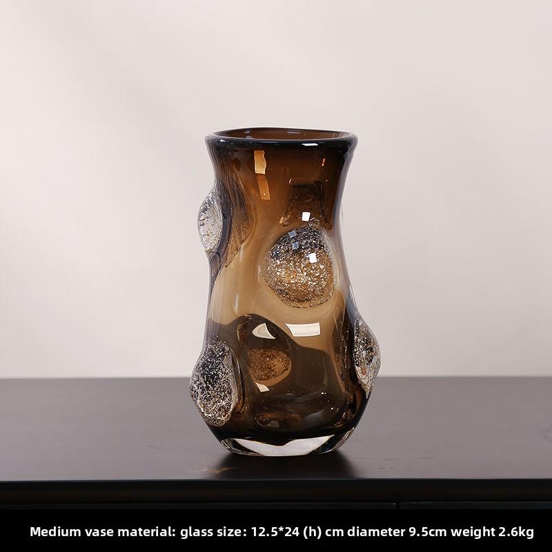 

Art glass coffee color vase light luxury modern decoration living room TV cabinet can be decorated with hydroponic flower device