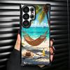 Summer Beach Sea Palm Tree Vacation Plating Phone Case For Samsung Galaxy S24 S25 FE S26 Edge S23 Ultra S22 S21 Plus S20 Anti-Fa