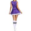 Womens Cheerleading Uniform Dance Costume Schoolgirl Cosplay Outfit Letter Print Sleeveless Dress with Socks Cheering Flower