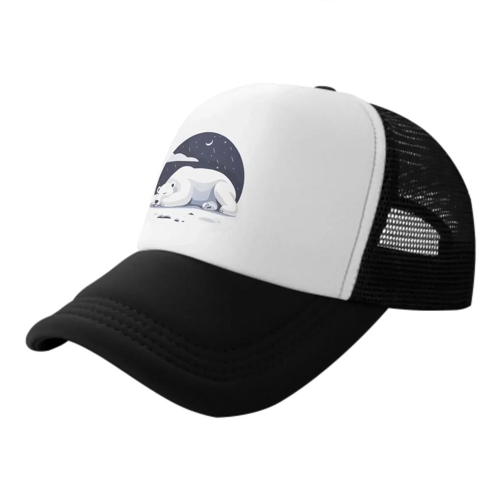 At Night White Bear Sleeps Summer Leisure Sports Daily Sun Hat Fishing Outdoor Unisexs and Womens Truck Caps Fashion