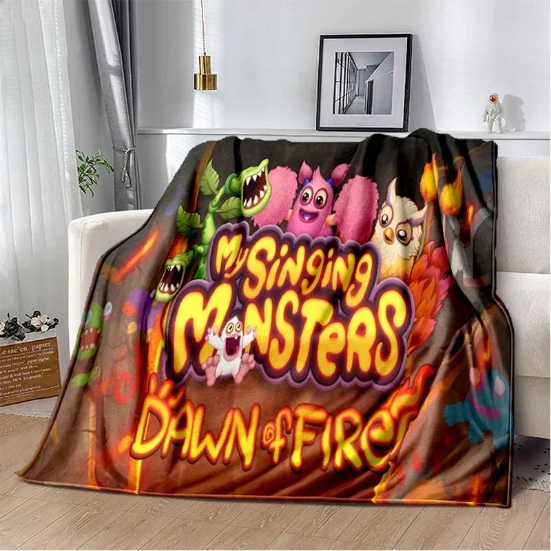 My Singing Monsters Videospiel-Cartoon-weiche Plüschdecke, Flanelldecke, Überwurfdecke für Wohnzimmer, Schlafzimmer, Bett, Sofa, Picknick
