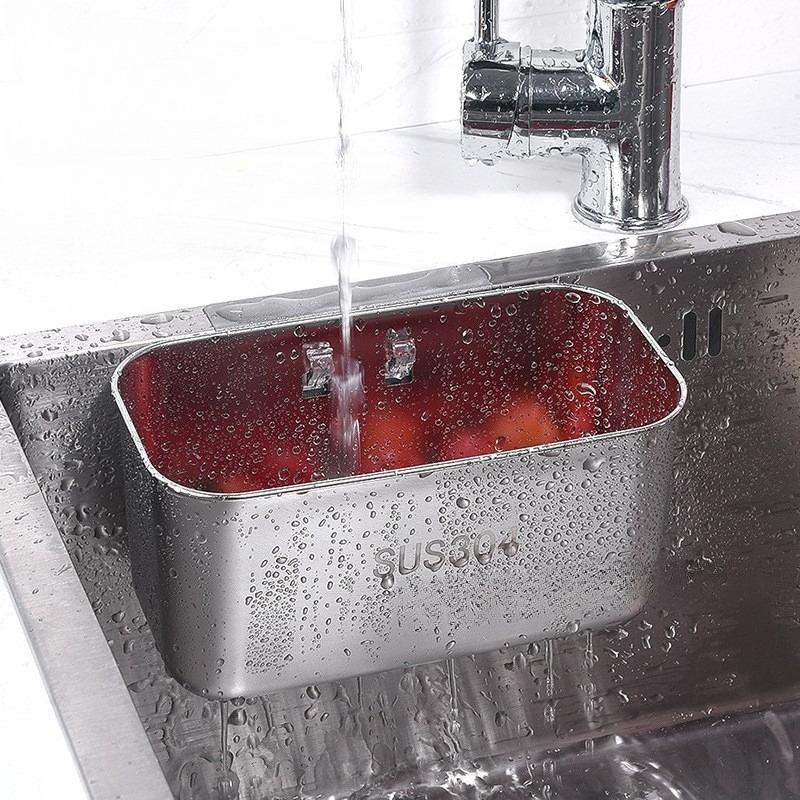 Stainless Steel Drain Basket Kitchen Sink Rack Wash Basin Sink Filter Triangular/square Fruit Vegetable Drainer Storage Rack