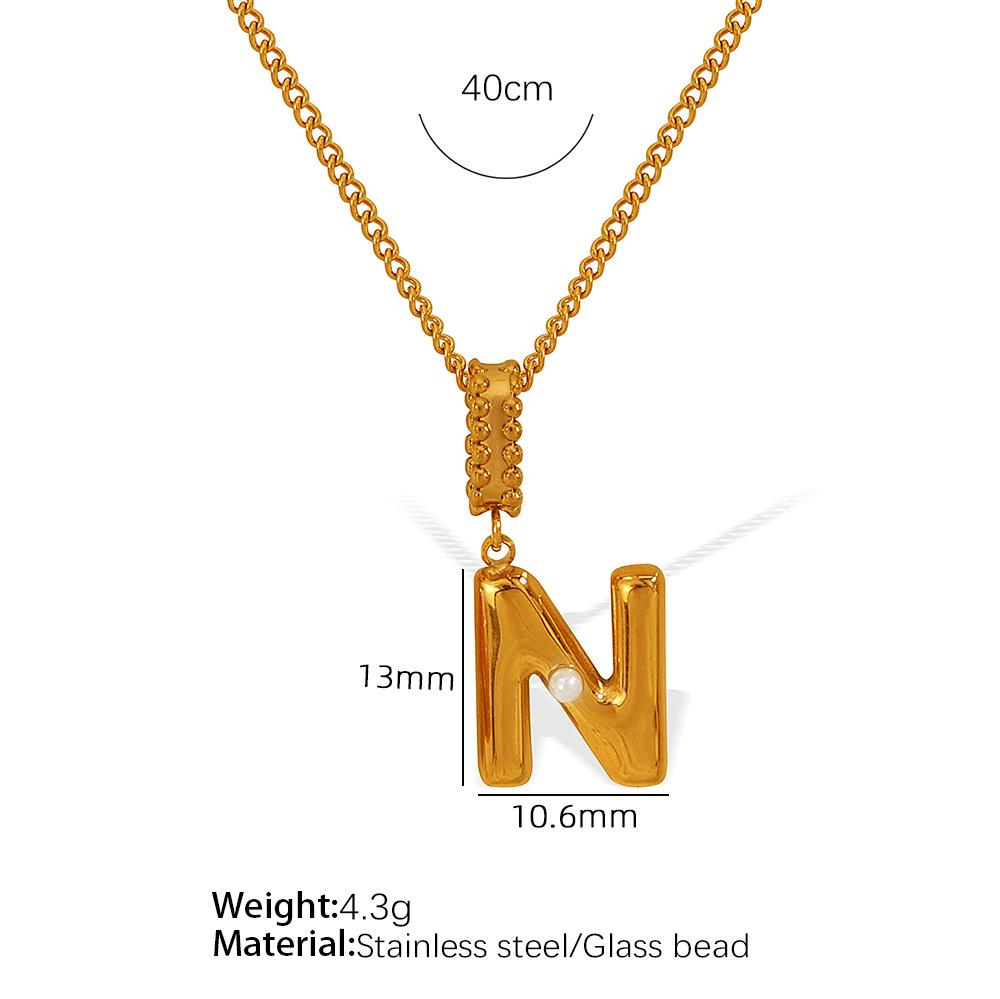18k Gold-Plated Titanium Steel Bubble Letters Necklace for Women