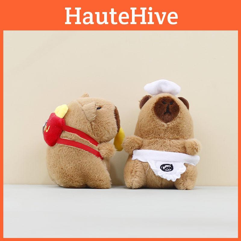 Capybara Cook Plush Pendant Toy Keychain Stuffed Doll Bag Decoration Gift Kids