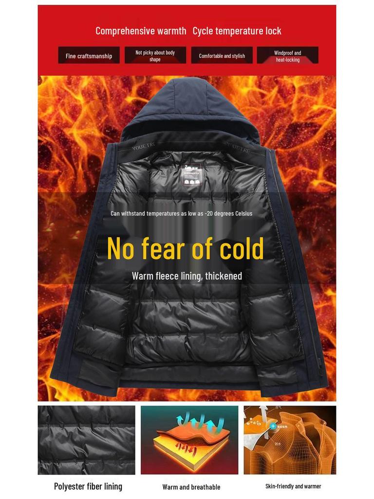 Men's New Style Winter Goose Down Jacket with Detachable Liner – Thick, Warm, and Business Casual.