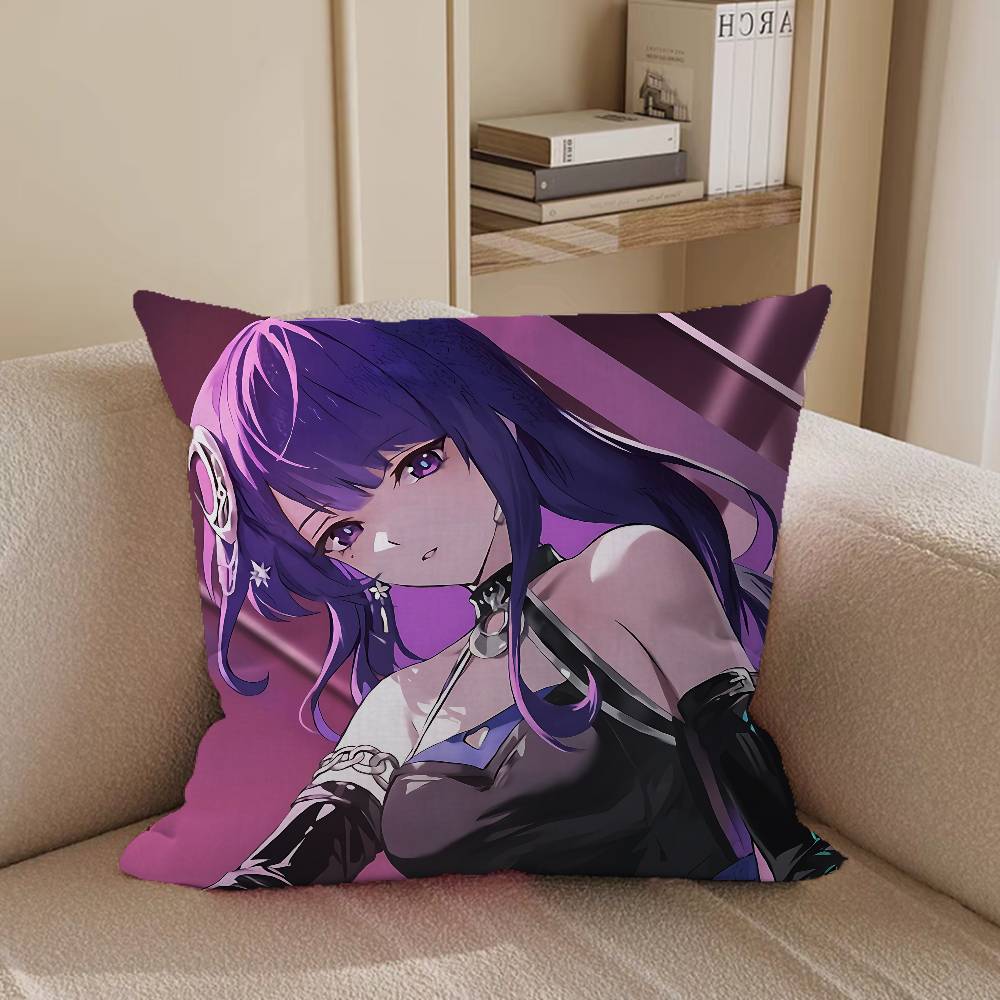 Raiden S-Shogun Genshin Impact Vintage Pillow Case Removable Washable Cushion Cover – All-Season Soft Linen