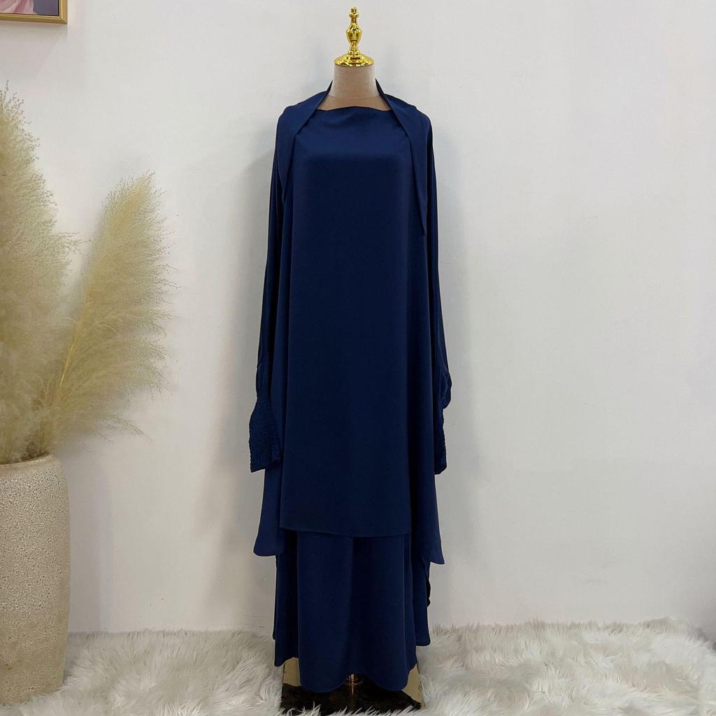 Loriya 2023 Solid Color Streetwear Swing Robe Dress Set - LR618