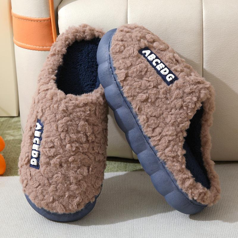 Cotton slippers autumn and winter couple thickened indoor home household non-slip warm fluffy cotton shoes