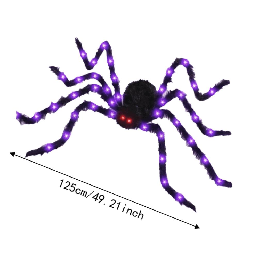 Furry Texture Halloween Light Up Spider Decoration Giant Spider Prop Indoor Outdoor Decor