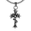 Rockyu Popular Brand Cross Necklace for Men, Stainless Steel, Antique Cross Pendant with Snake and Black Cross and Skull Design