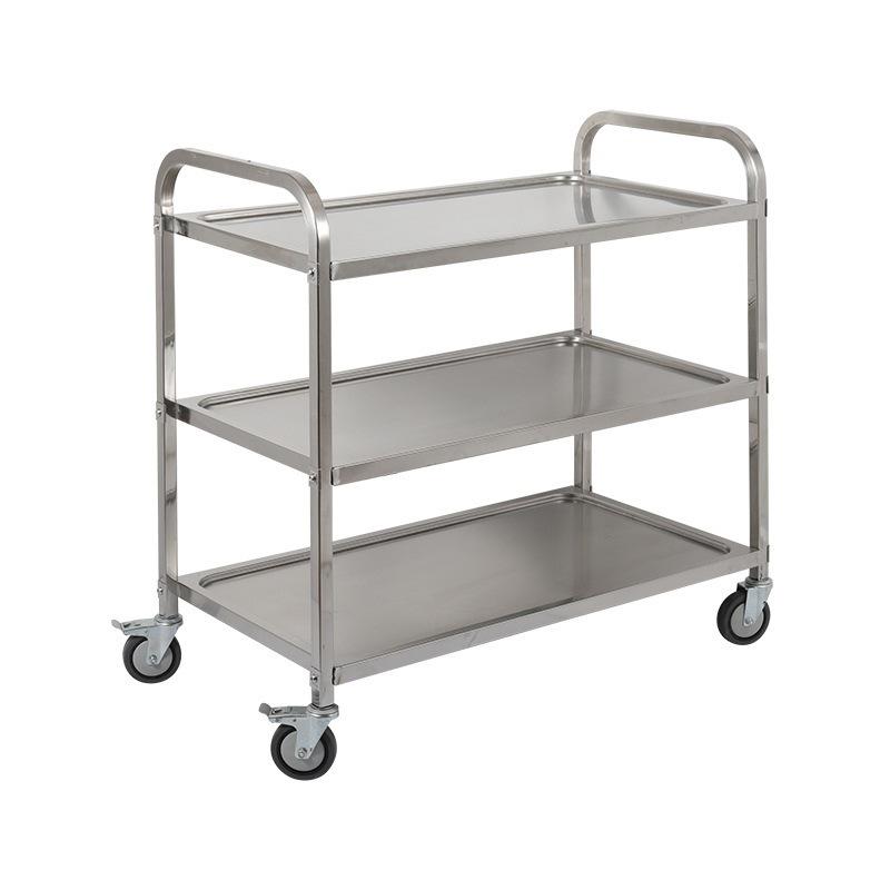Stainless Steel Multi-Tier Dining Cart for Hotels & Restaurants - Hand-Push Mobile Food Service Cart