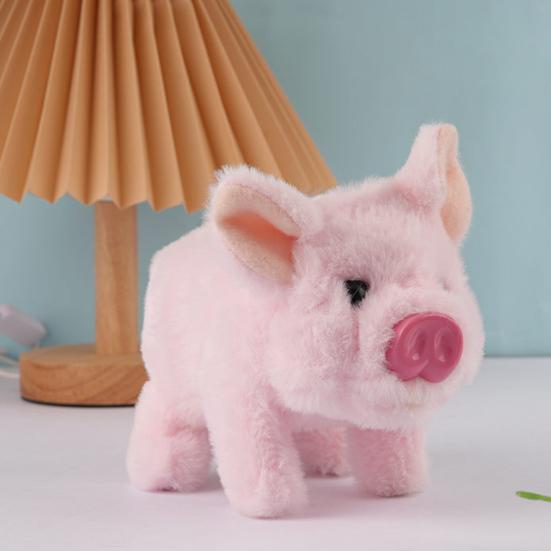 Electric Plush Pig Toy with Lifelike Sound Movable Nose Interactive Walking Pig Plushie Toddlers Simulation Stuffed Animal Toy