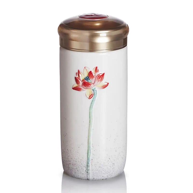 Gantangxuan Fresh Lotus Ceramic Travel Mug
