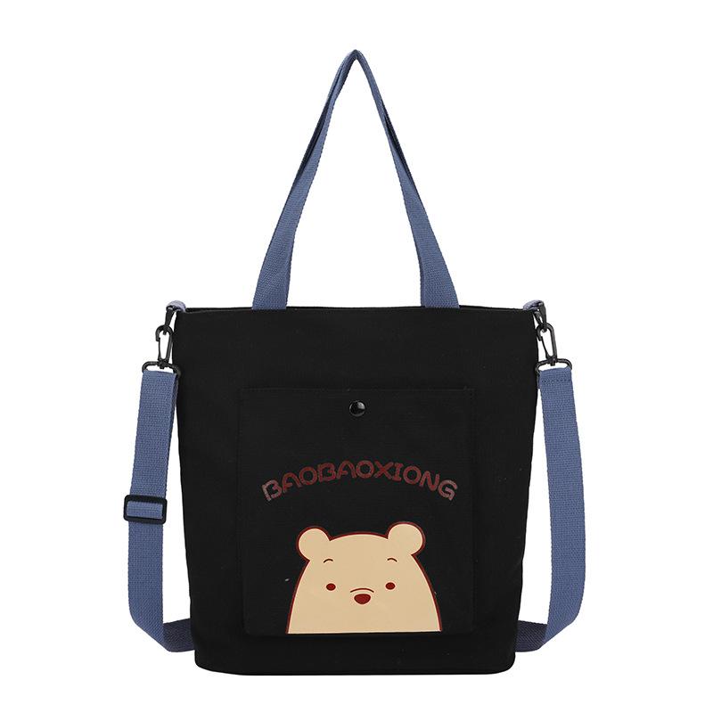 Geantă de mână pentru femei, Geantă de pânză cu ursuleț la modă, Geantă de umăr casual, Geantă de mână de mare capacitate, Crossbody