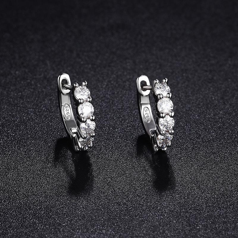 3mm D Moissanite Earrings 925 Sliver Plated White Gold Hoop Earring for Women Wedding Party Fine Jewelry