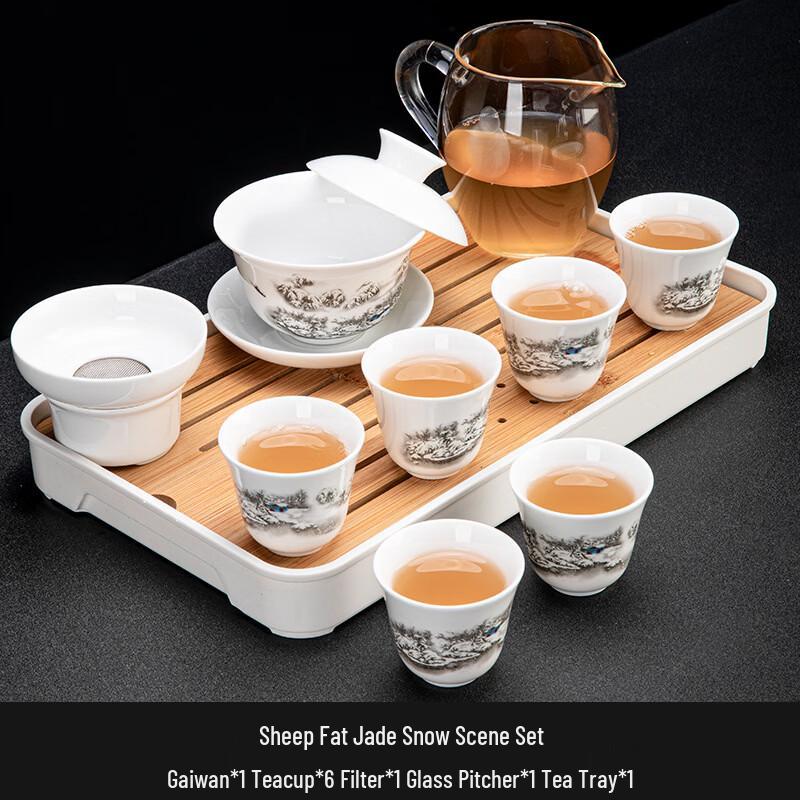 

Mutton-Fat Jade Porcelain Kung Fu Tea Set