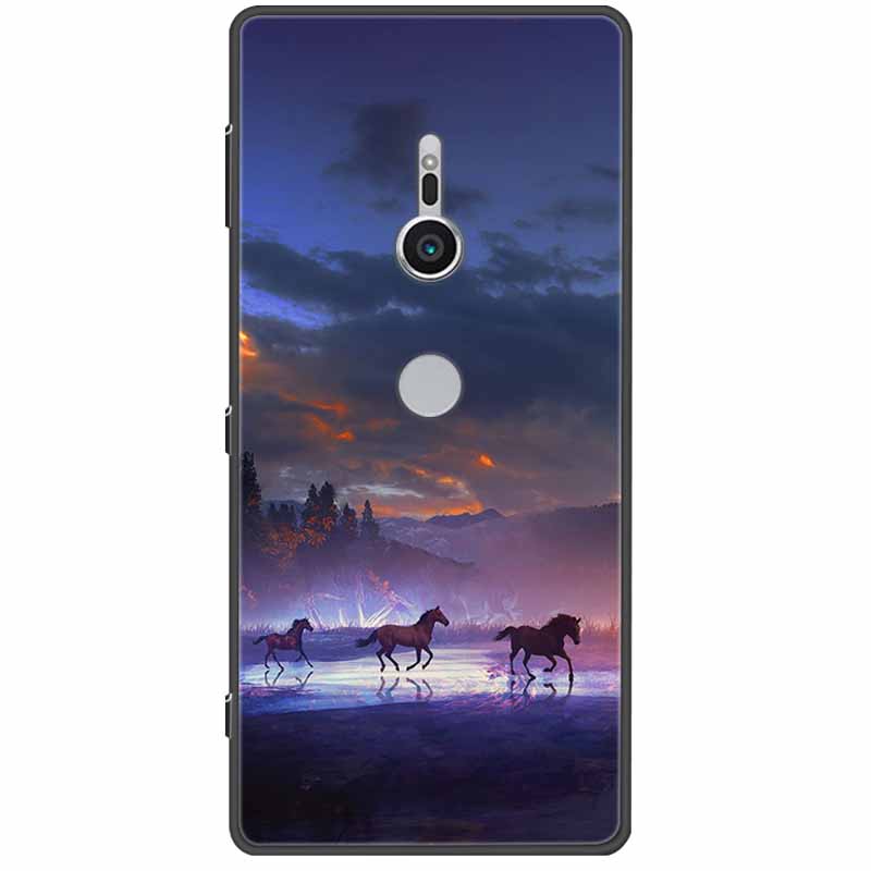 Cute Paint Cover For Sony Xperia XZ3 XZ2  XZ1 XA2 XA1 Ultra Plus Compact Premium Case Black Silicone TPU Coque Shockproof Capa