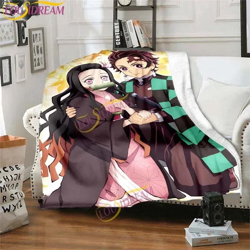 Japanese Anime Demon Slayer Printed Blanket Living Room Bedspread Sofa Travel Office Throw Blanket Quilt 5 Size
