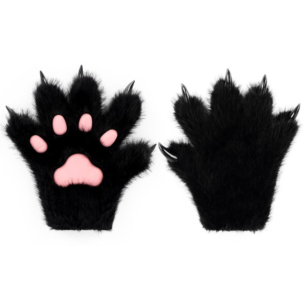 Plush Cat Paw Beast Costume Gloves with Nails Comic Exhibition Cat Paw Prop Decoration Beast Costume Beast Paw Hand Cute Props