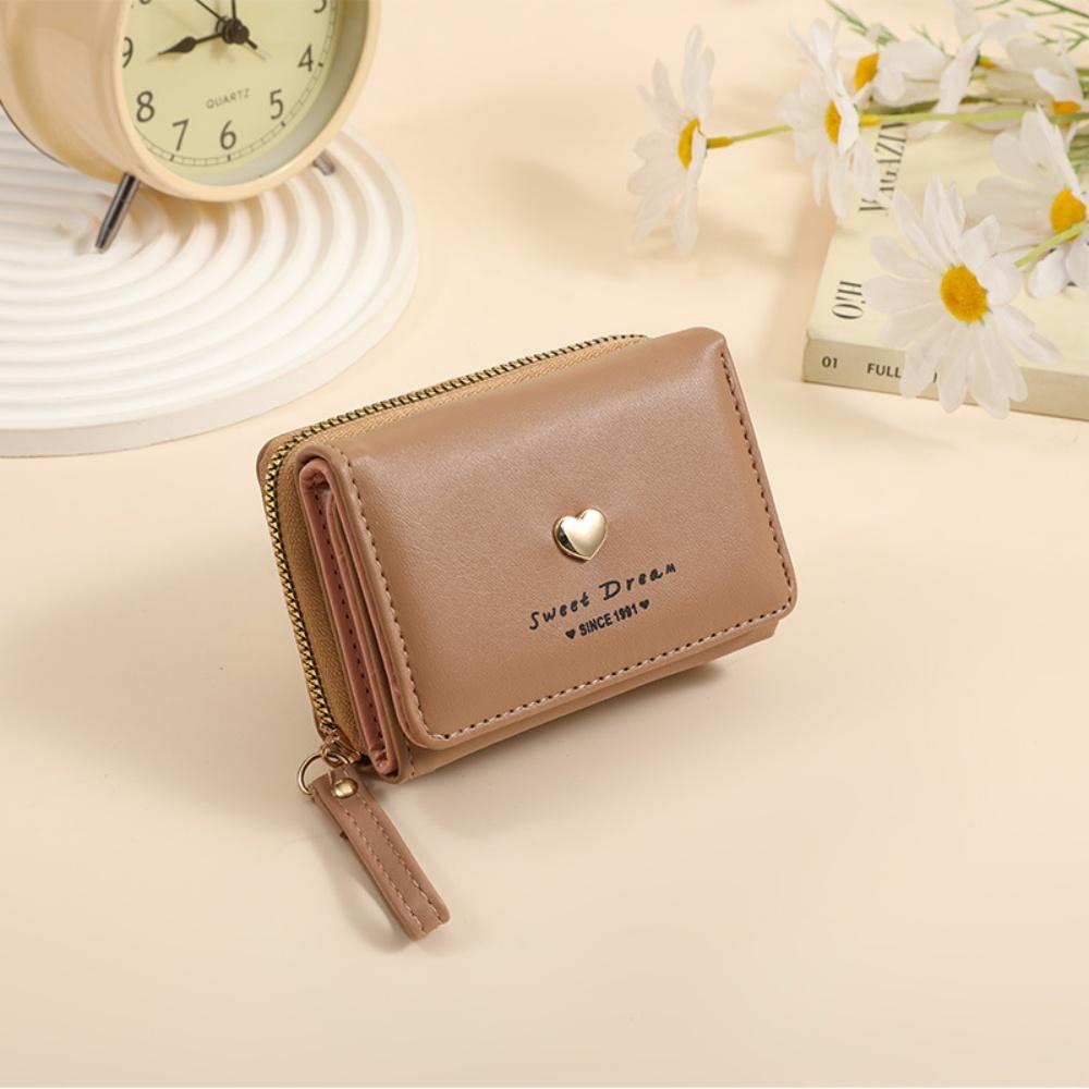 

Fashion Love Heart Wallet Zippered Multi-Card Slot Card Holder Short Cash Bags For Women Student Simple Coin Purse Pouch