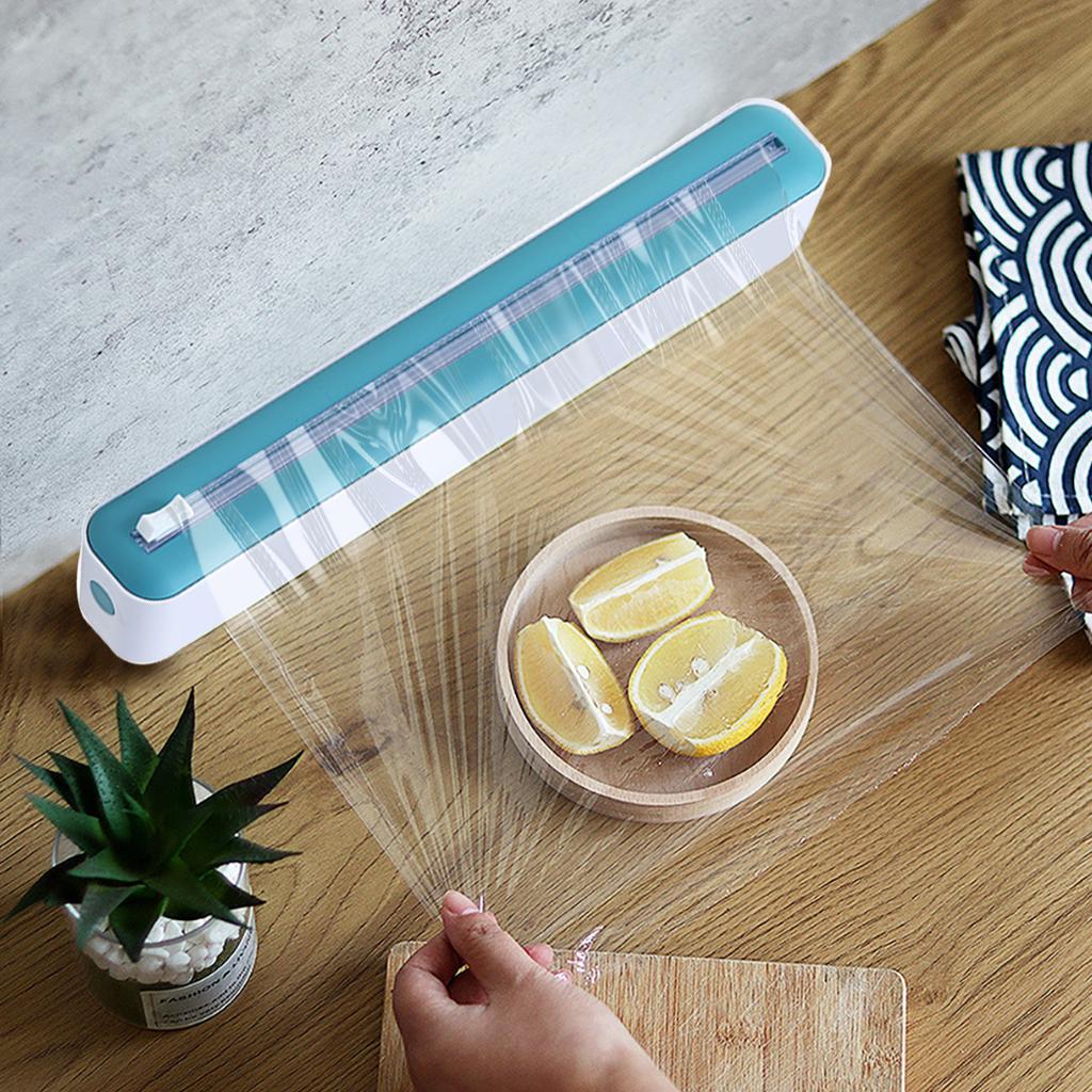 Waterproof Plastic Wrap Dispenser with Slide Cutter Reusable Dispenser for Food Packaging in Restaurant for Cling Wrap