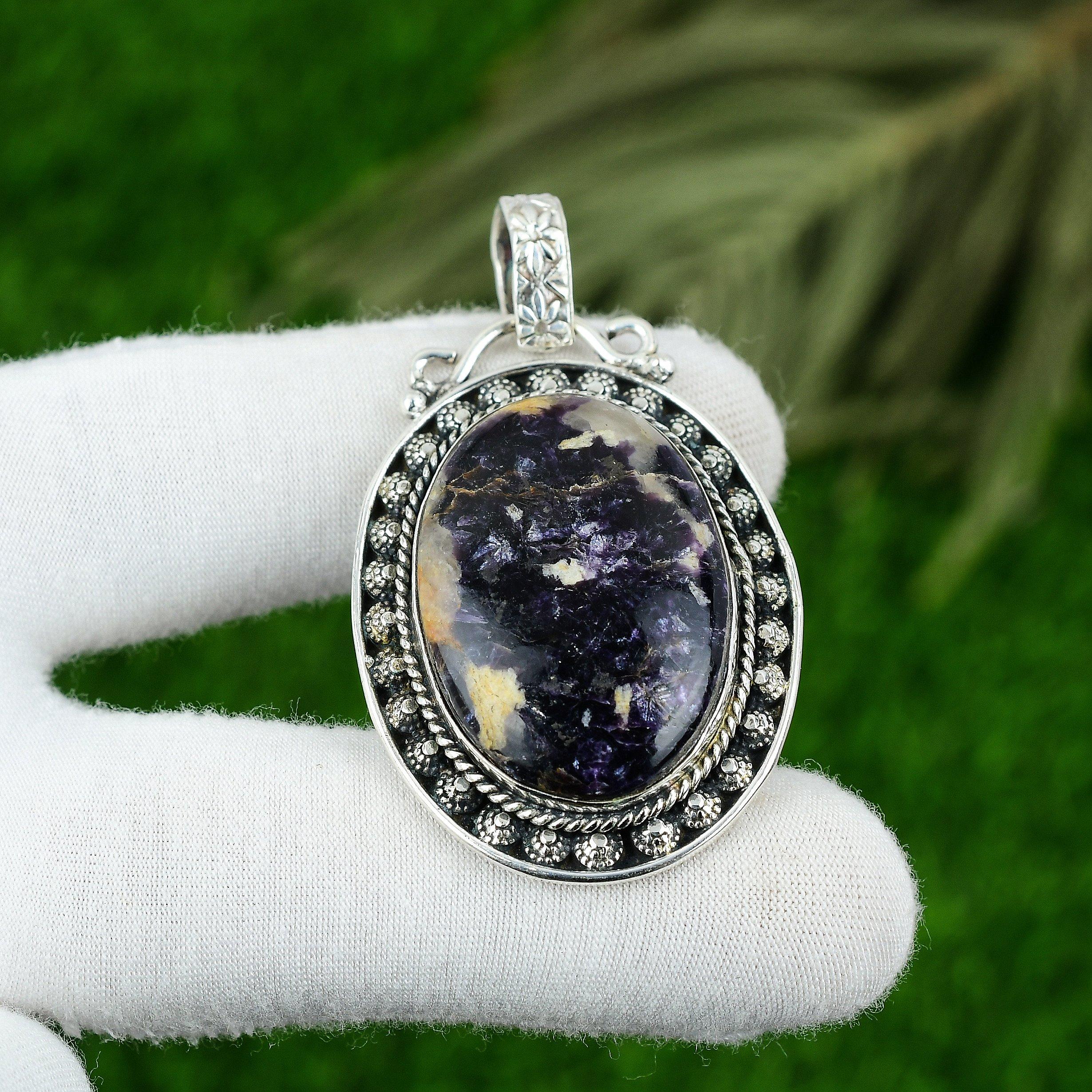 

Lepidolite Stone 925 Silver Daughter Bezel Birthday Art Deco New Pendant Jewelry
