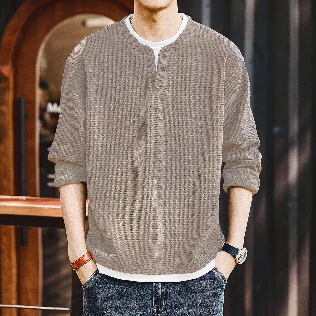 Men s Retro Colorblock Two-Piece Long Sleeve Top - Autumn/Winter Trendy, Mature & Stylish L