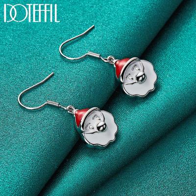 Santa Claus Earrings Christmas Gift Silver Fashion Jewelry