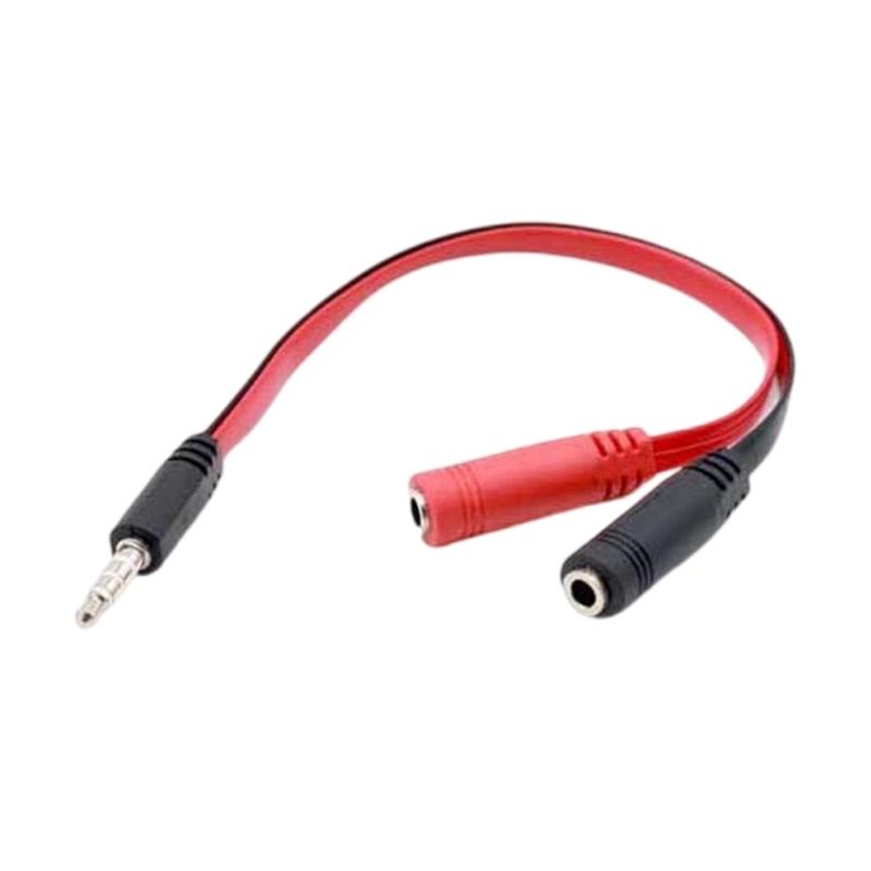 3.5MM Headphone Microphone Splitter Cable 20CM Flat Design for Laptop Desktop Auditory Adapter