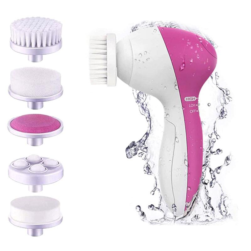 Spazzola Elettrica 5 In 1 per il Viso Massaggio Facciale Spa Strumento per la Pelle Aspiratore Pori Misuratore Pulizia Punti Neri Detergente Strumenti