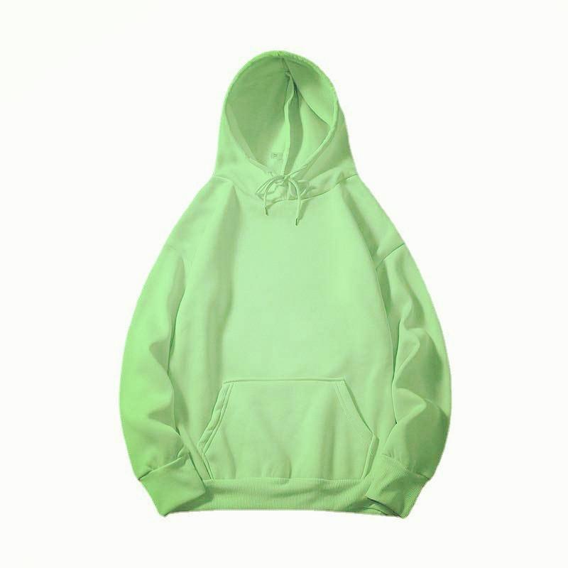 Women's 2024 Autumn/Winter Plus Velvet Loose Hooded Sweatshirt - Solid Color, Casual