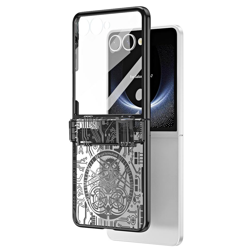 For Samsung Galaxy Z Flip7 5G Case Mechanical Legend Electroplating PC Phone Cover with Rear Screen Film