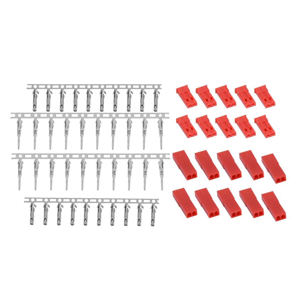 JST Female and Male Plug Battery Red Color Housing & Connector Pin Set (10 Pairs)