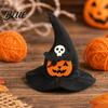 Pet Holiday Outfit Accessory Halloween Cat Witch Hat Fun Hat with Adjustable Elastic Strap Cartoon Ghost Pumpkin Bat Skull for Cats Small