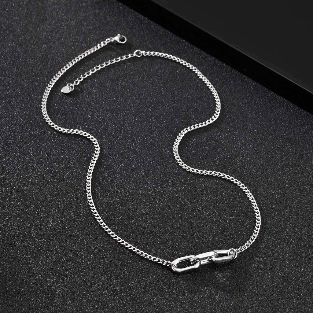 Vnox Punk Style Link Chain Necklace for Men, Adjustable 50+5cm Necklace, Silver Color Metal Links Collar Minimalist Jewelry Gift