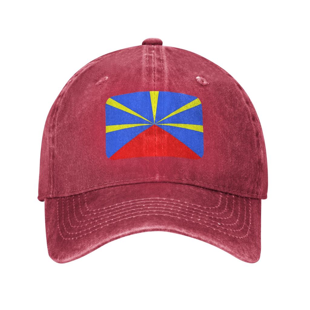 974 Reunion Island Flag Washed Denim Cap Casual Baseball Caps Adjustable Hat Summer Unisex Baseball Hats