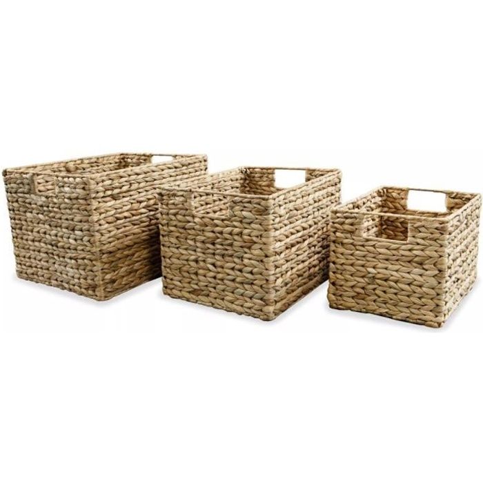 Panier de rangement - vidaXL - 3 pcs - Jacinthe d'eau - Métal - Beige