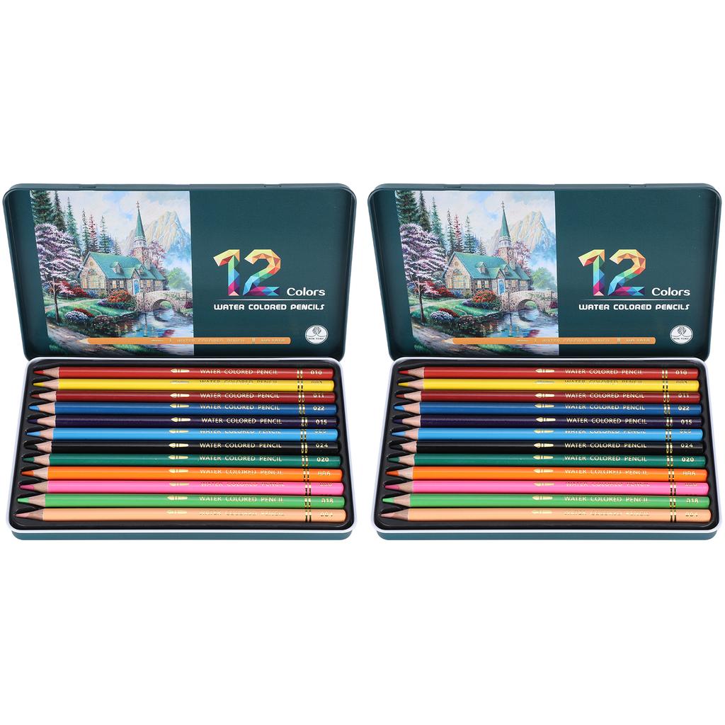 12Pcs Colored Pencils Set WaterSoluble Core 12 Colors Art Painting Drawing Graffiti