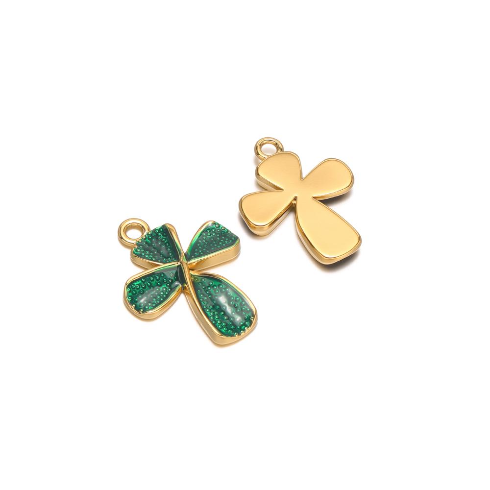 5pcs Stainless Steel Transparent Enamel Cross Dot Charms Pendant for Necklace Findings DIY Jewelry Earrings Making Supplies